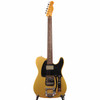 Full front view of gold Squier Custom Telecaster with rosewood fingerboard, black pickguard, chrome hardware, and Bigsby vibrato. card