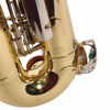 Close-up of Yamaha YAS-23 model and serial number 049379A engraving near the bow, with scratches and lacquer wear. card