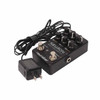 Angled view of Neunaber Neuron pedal with included power adapter and attached cable. card