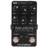 Front view of Neunaber Neuron Gain Intelligence pedal with six control knobs and dual footswitches. card