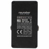 Bottom view of Neunaber Neuron pedal showing manufacturer markings, 9V DC power specifications, and surface scratches. card