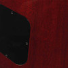 Rear body close-up showing the Wine Red finish and scratches by the black electronics cavity cover. card