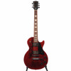 Full front view of 2020 Gibson Les Paul Studio in Wine Red with trapezoid fretboard inlays and chrome hardware. card