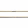 Close-up of two natural wood mallet shafts showing the black Vic Firth M3 markings. card