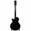 Full rear view showing glossy black body and neck, electronics cavity cover, and neck mounting plate. card