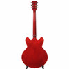 Full rear view of Gibson ES-335 showing cherry-finished body, mahogany neck, and tuners. card