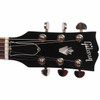 Gibson headstock with mother-of-pearl logo, crown inlay, and six tuning machines. card