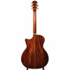 Full rear view showing figured wood back, center strip, and mahogany-colored neck. card
