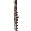Close-up of Selmer flute body showing silver keywork and closed-hole keys. card