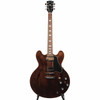 Full front view of Gibson ES-335 with dark walnut finish, double-cutaway body, and block fingerboard inlays. card