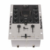 Top view of Numark iM1 DJ mixer showing two channels, crossfader, controls, and iPod dock. card