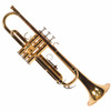 Full view of Yamaha Advantage YTR-200ADII Bb trumpet with gold lacquer finish and silver-colored valve buttons. card