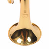 Close-up of Yamaha Advantage engraving on the trumpet bell and surrounding gold lacquer finish. card