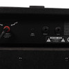 Close-up of Marshall MG50FX rear connections including speaker output, MP3 input, effects send, and return jacks. card