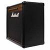 Right angled view of Marshall MG50FX amplifier showing black textured cabinet, front grille, and gold control knobs. card
