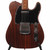 Close-up front view of the 2007 Fender Custom Shop Limited Release Rosewood Telecaster electric guitar showing the single-coil pickup, black pickguard, and control plate. Close-up front view of the 2007 Fender Custom Shop Limited Release Rosewood Telecaster electric guitar showing the single-coil pickup, black pickguard, and control plate.