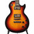 Front close-up of a 2009 Gibson Les Paul Studio electric guitar in Fireburst showing the pickups, bridge, and control knobs. Front close-up of a 2009 Gibson Les Paul Studio electric guitar in Fireburst showing the pickups, bridge, and control knobs.