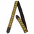 Black woven guitar strap with yellow geometric embroidered pattern, adjustable length, and black leather ends. Black woven guitar strap with yellow geometric embroidered pattern, adjustable length, and black leather ends.