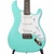Close-up front view of the Wild Blue body with white pickguard, three single-coil pickups, tremolo bridge, and controls. Close-up front view of the Wild Blue body with white pickguard, three single-coil pickups, tremolo bridge, and controls.