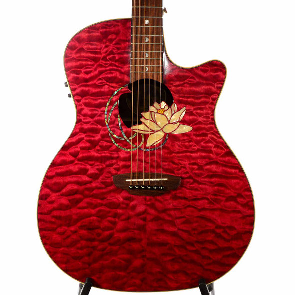 Luna Flora Lotus A/E Guitar Trans Shiraz w/GigBag USED