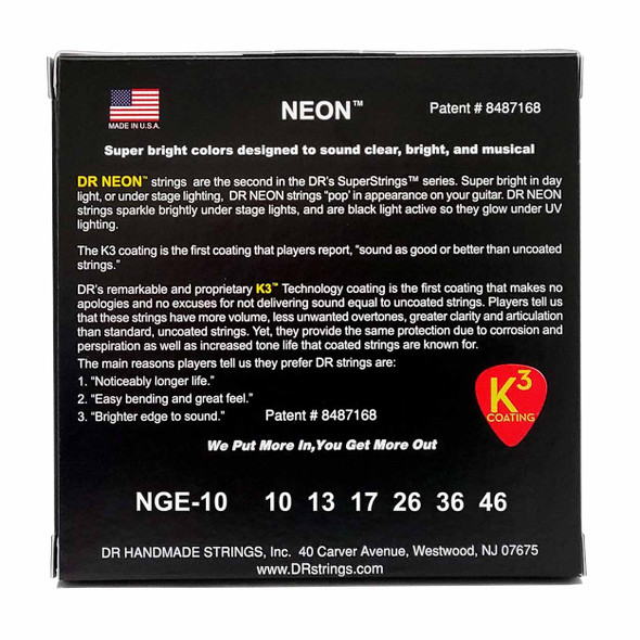 DR HI-DEF NEON™ - GREEN Colored Electric Guitar Strings: Medium 10-46