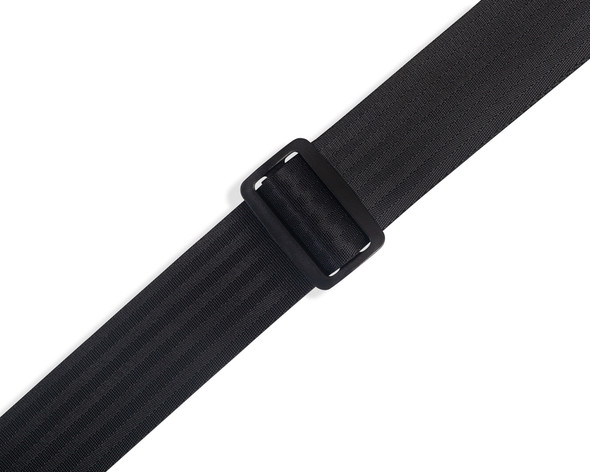 Levy's 2 inch Wide Black Seatbelt Guitar Strap With Reinforced Black Garment Leather Ends