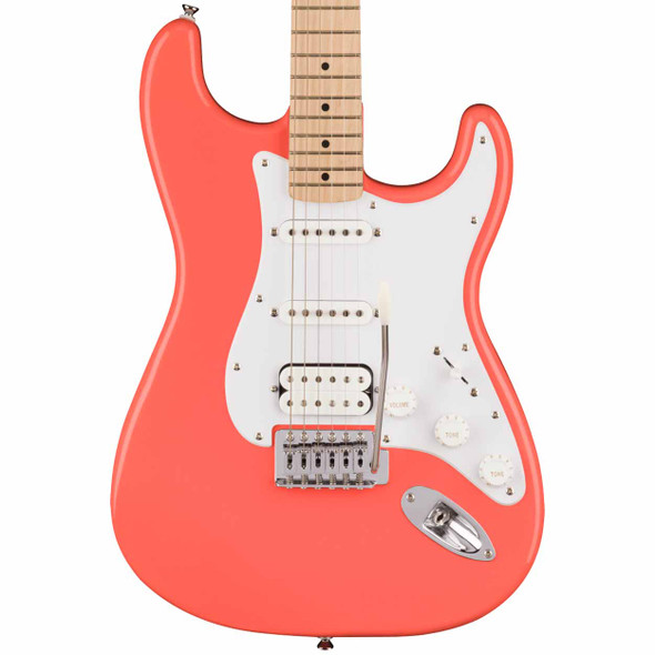 Squier Sonic™ Stratocaster® HSS - Tahitian Coral, Maple, White Pickguard Top