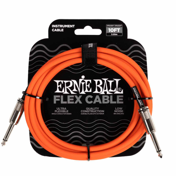 Ernie Ball Flex Instrument Cable Straight/Straight 10ft - Orange