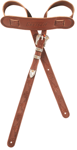 Gretsch® Vintage Tooled Leather Guitar Strap, Walnut