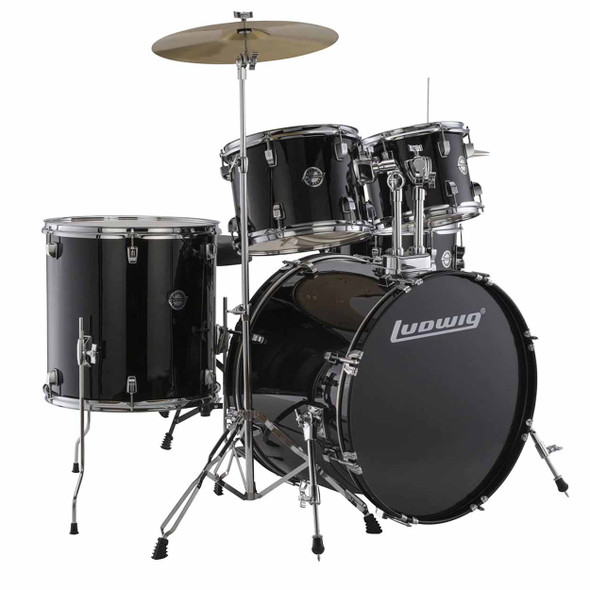 Ludwig Accent Drive 5‑Piece Drum Set – 22″ Bass Drum - Black Sparkle