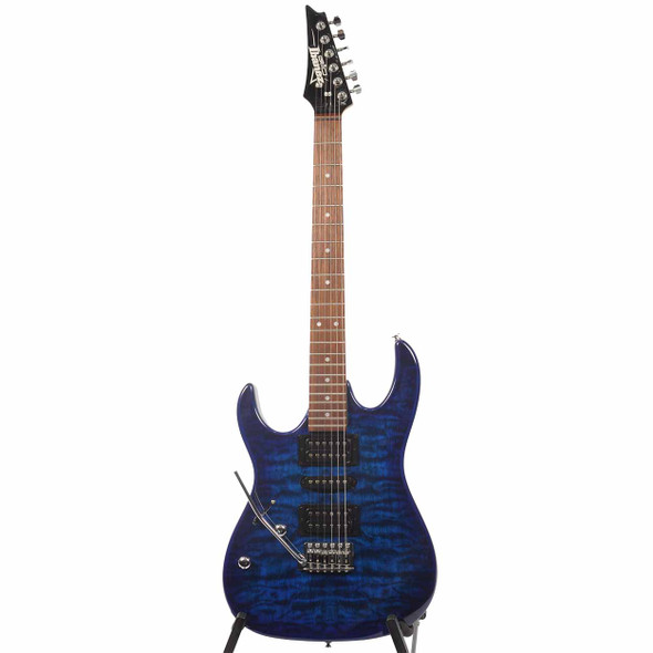 Ibanez Gio GRX70QAL Left-handed Electric Guitar - Transparent Blue Burst w/Bag USED Front