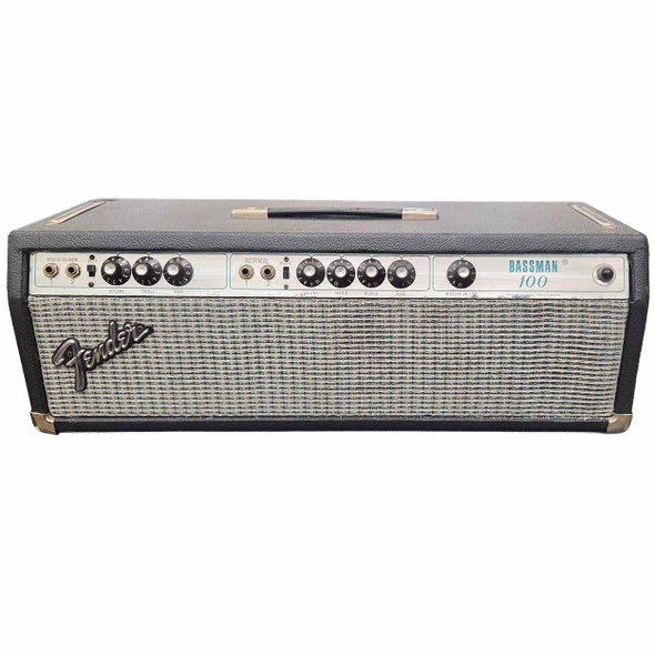  Fender 1977 Bassman 100 100-Watt Tube Amplifier Head Silverface Used card