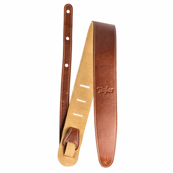 Taylor 2.5" Leather Guitar Strap - Suede Back, Medium Brown