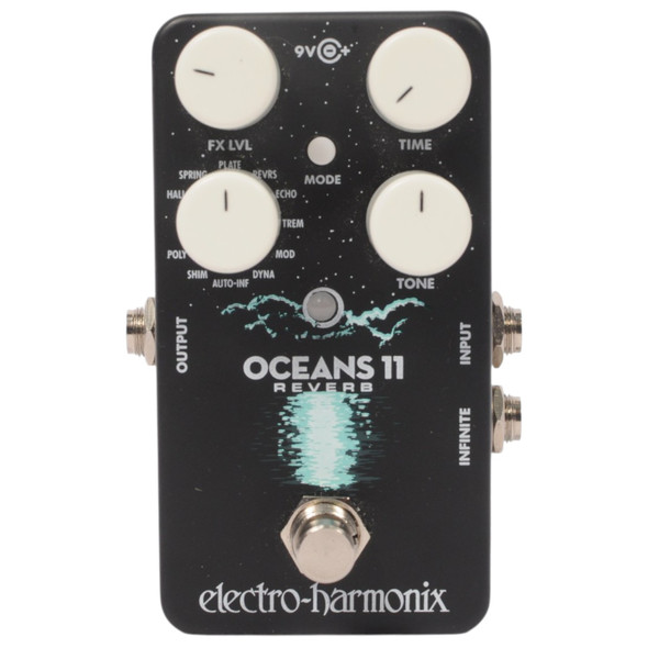 Front of Electro-Harmonix Oceans 11 Reverb Effects Pedal Used