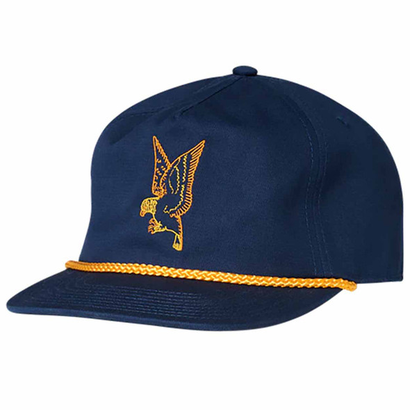 Rear view of the Epiphone navy snapback cap showing the embroidered Epiphone logo and adjustable snap closure. card