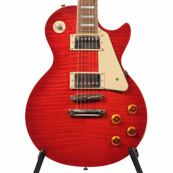  Epiphone 2019 Les Paul Standard Pro Electric Guitar & Bag - Transparent Cherry Red - Used card