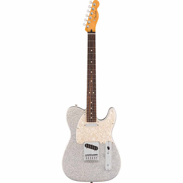 Fender 75th Anniversary Player II Sparkle Telecaster electric guitar in Diamond Dust Sparkle finish with rosewood fingerboard, front view. card