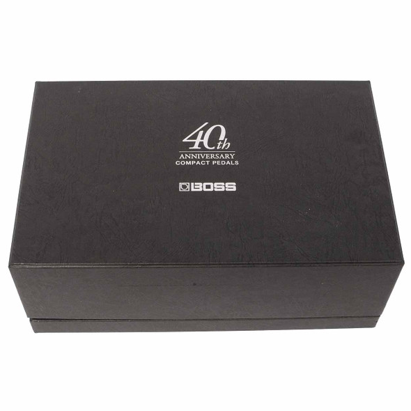 Boss BOX-40 40th Anniversary Limited Edition presentation box with commemorative Boss branding and anniversary logo. card