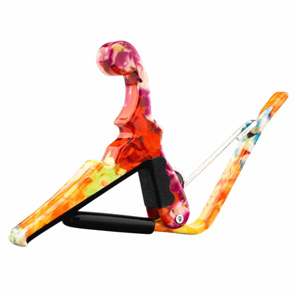 Opposite side view of the Kyser Quick-Change ukulele capo in Hawaiian Lei finish. card