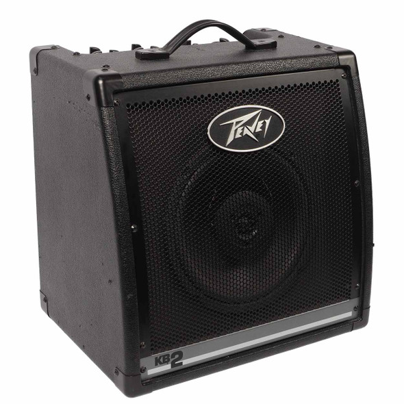 Front three-quarter view of the Peavey KB 2 keyboard amplifier. card