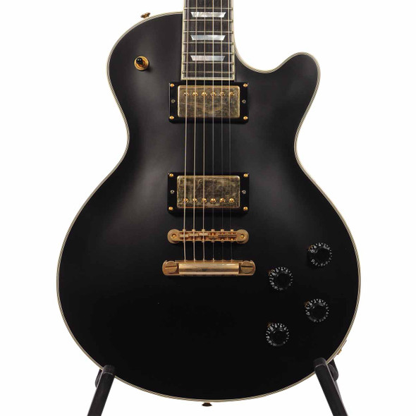  Eastman 2022 SB57/N-BK Electric Guitar with Case - Black with Gold Hardware - Used card