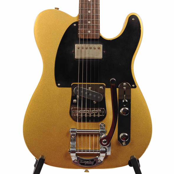  Squier Classic Vibe Custom Telecaster SH with Bigsby Electric Guitar with Gig Bag - Aztec Gold - Used card