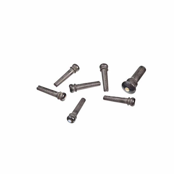  D'Addario Ebony Bridge Pins with End Pin Set, Abalone Inlay card