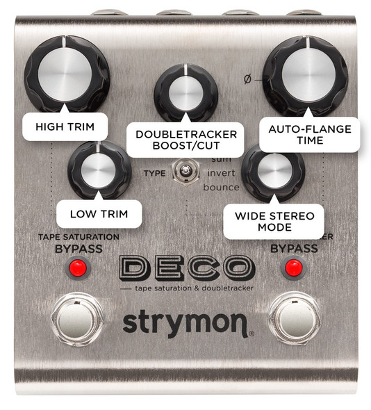 Deco Tape Saturation Doubletracker Delay Drive Modulation Pedal - Labels