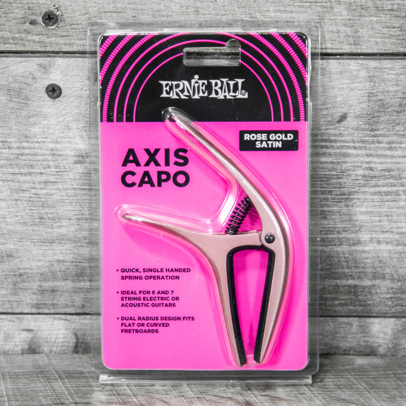 Ernie Ball Axis Dual Radius Capo Rose Gold Satin card