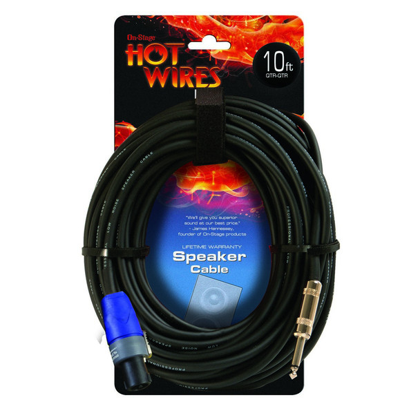 Hot Wires Speakon Cable with Neutrik Connectors (10', NL2-QTR)