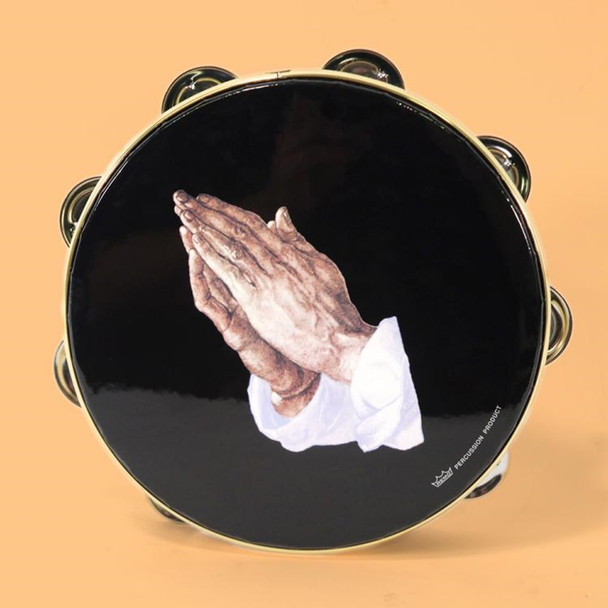 Remo TA9108-14 Tambourine, 8 Diameter, 8 Pairs Jingles x 1 Row, 'Praying Hand' Graphic