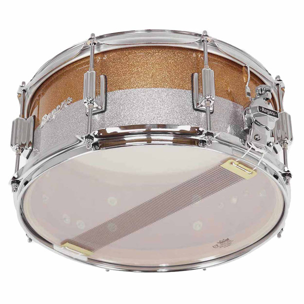 Rogers Powertone Limited Edition 6.5×14 Snare Drum - Gold-Silver Two Tone Lacquer Sparkle