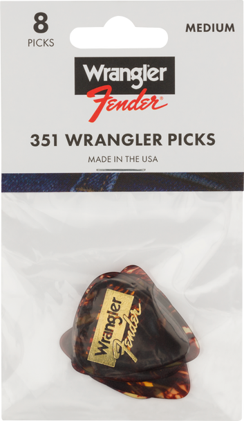 Fender® and Wrangler® Picks, 351 Shape, Medium, Tortoiseshell, (8)