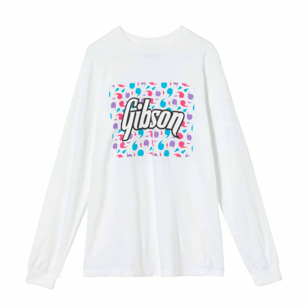 Gibson Floral Block Logo Long Sleeve Tee (White) - MD